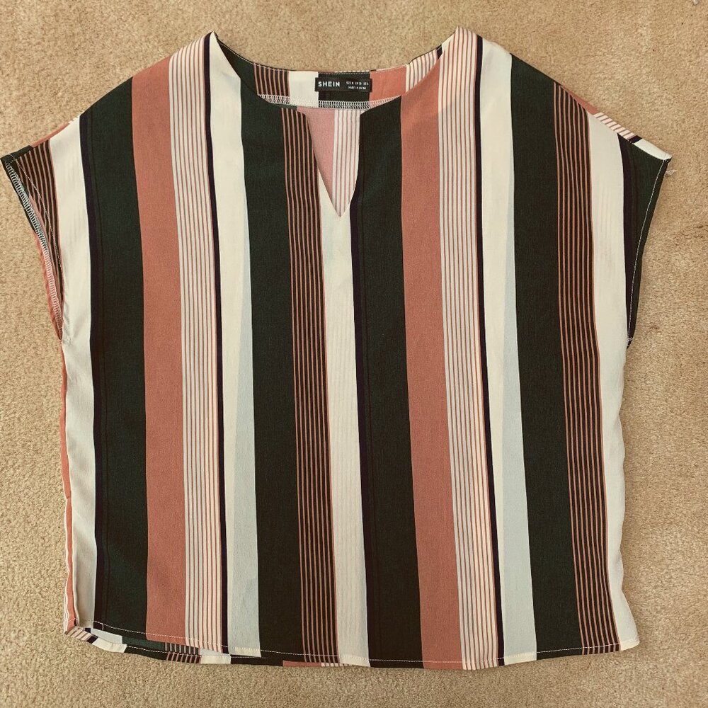 $$ NWOT SHEIN Multicolor Stripe Polyester Blouse Sleeveless Med
